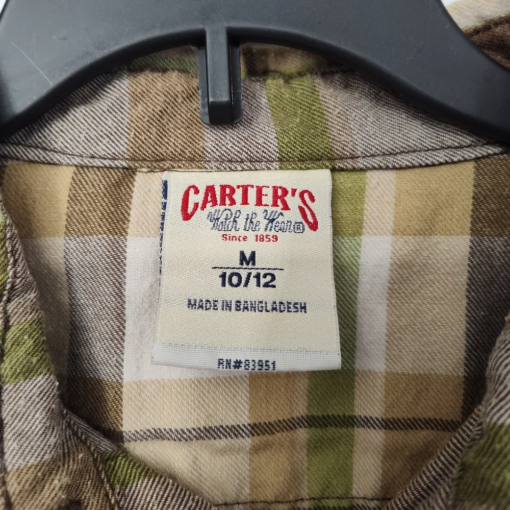 Carter's Watch The Wear Plaid Flannel Button-Down Shirt Boys Medium